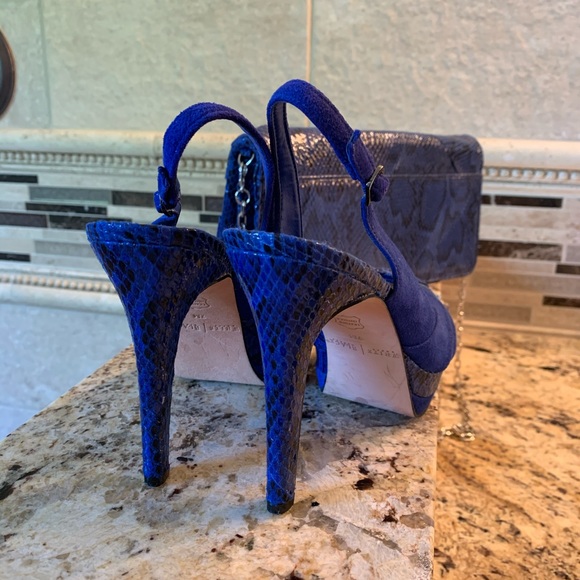 Peep toe sling back heels and matching purse - Picture 2 of 5